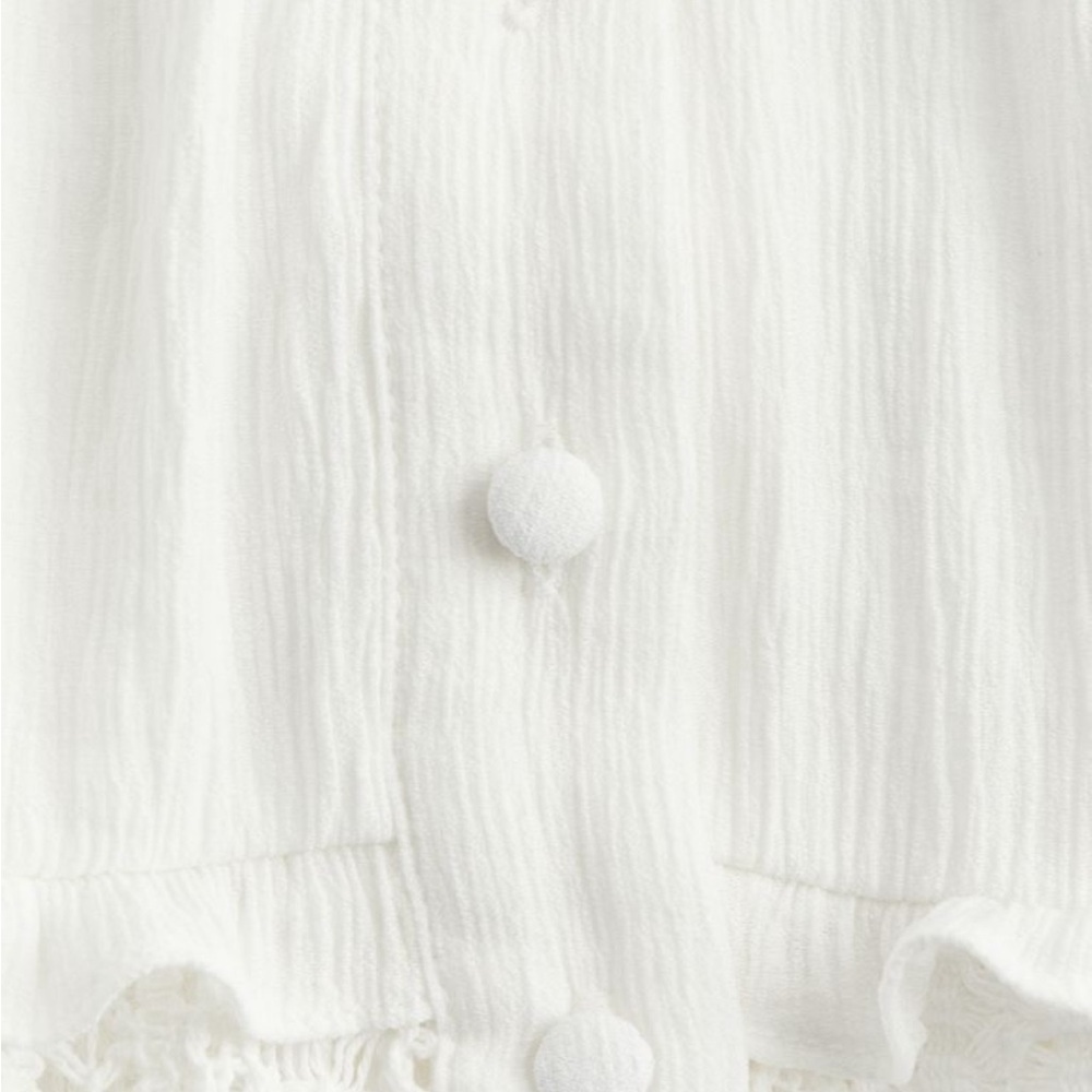 H&M Lace-inset Crêpe White Maxi Dress Boho Summer Size Small - Picture 7 of 7